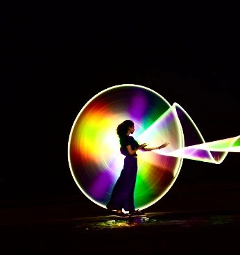 Rainbow light painting portrait
