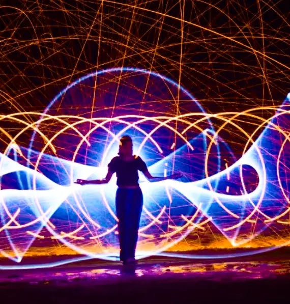 Silhouette creating an illuminated circular light form